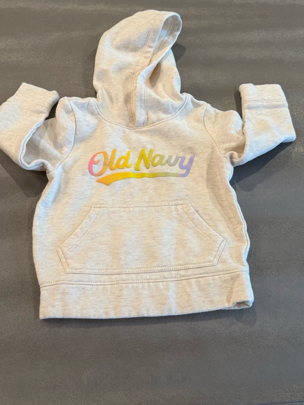 Old Navy Girls' Cream Hoodie with Pastel Logo. Size 3